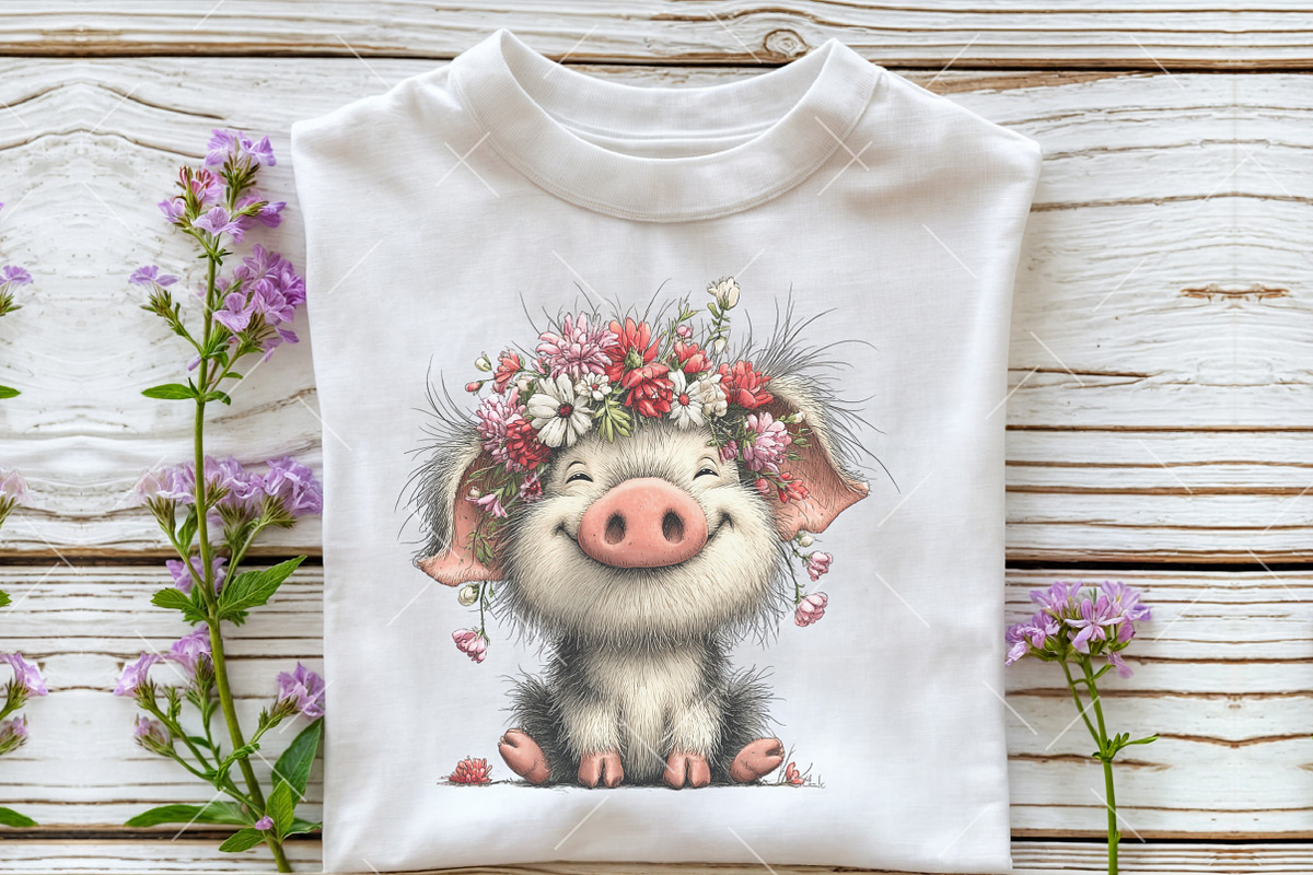 Whimsical Summer Pig Clipart, an Illustration by OK Design (Photo 4 of 6)