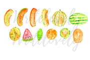 Watercolor melon fruit clipart, a Food Illustration by Writelovely (Thumbnail 2 of 2)