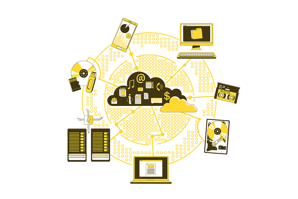 Storage media concept illustrations, a Technology Illustration by IMG visuals characters (Photo 8 of 9)
