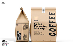 Coffee Bag Packaging Mockup PSD