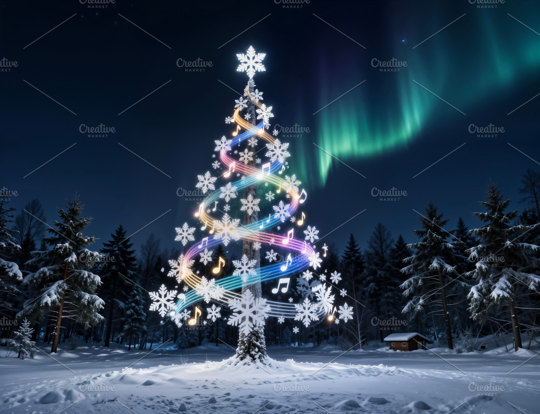Fantasy Christmas Tree with Snowflak, a Photo by rarrarorro