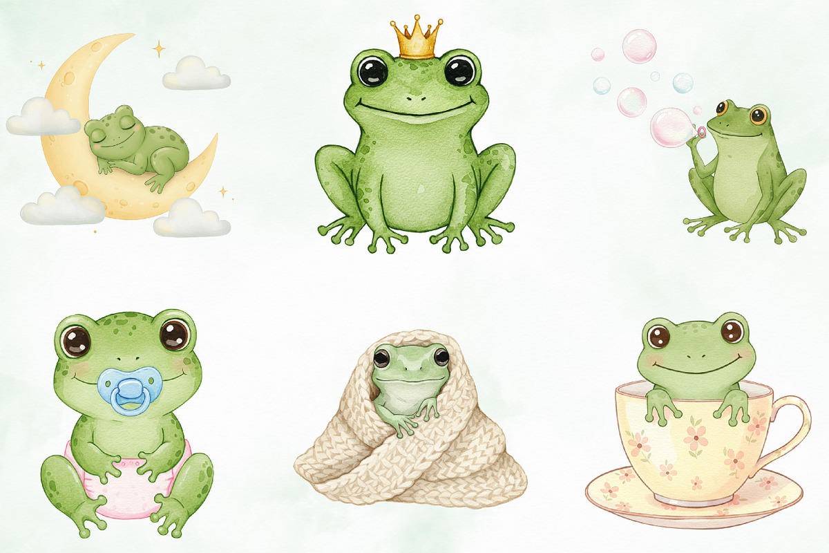 Frog Nursery Clipart Sublimation, an Illustration by Creative Art (Photo 3 of 10)