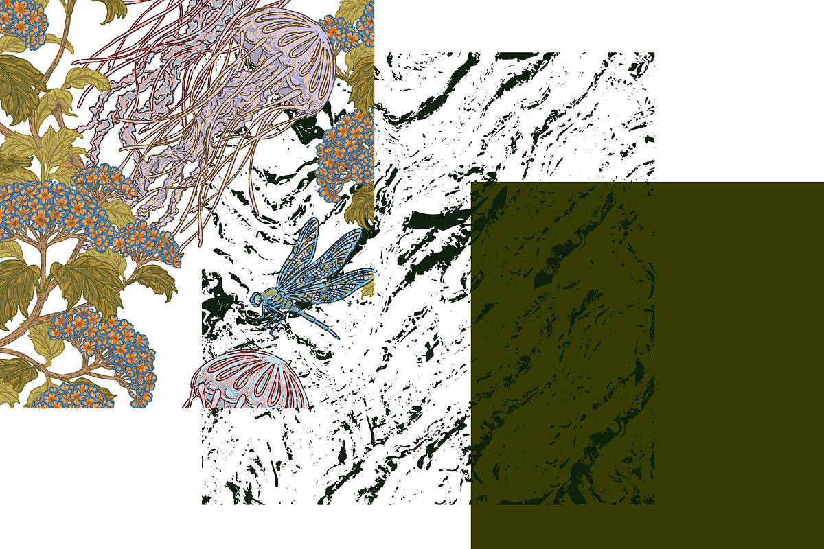 Jellyfish&Hydrangea Botanical Garden, a Pattern Graphic by NayaChu (Photo 4 of 9)
