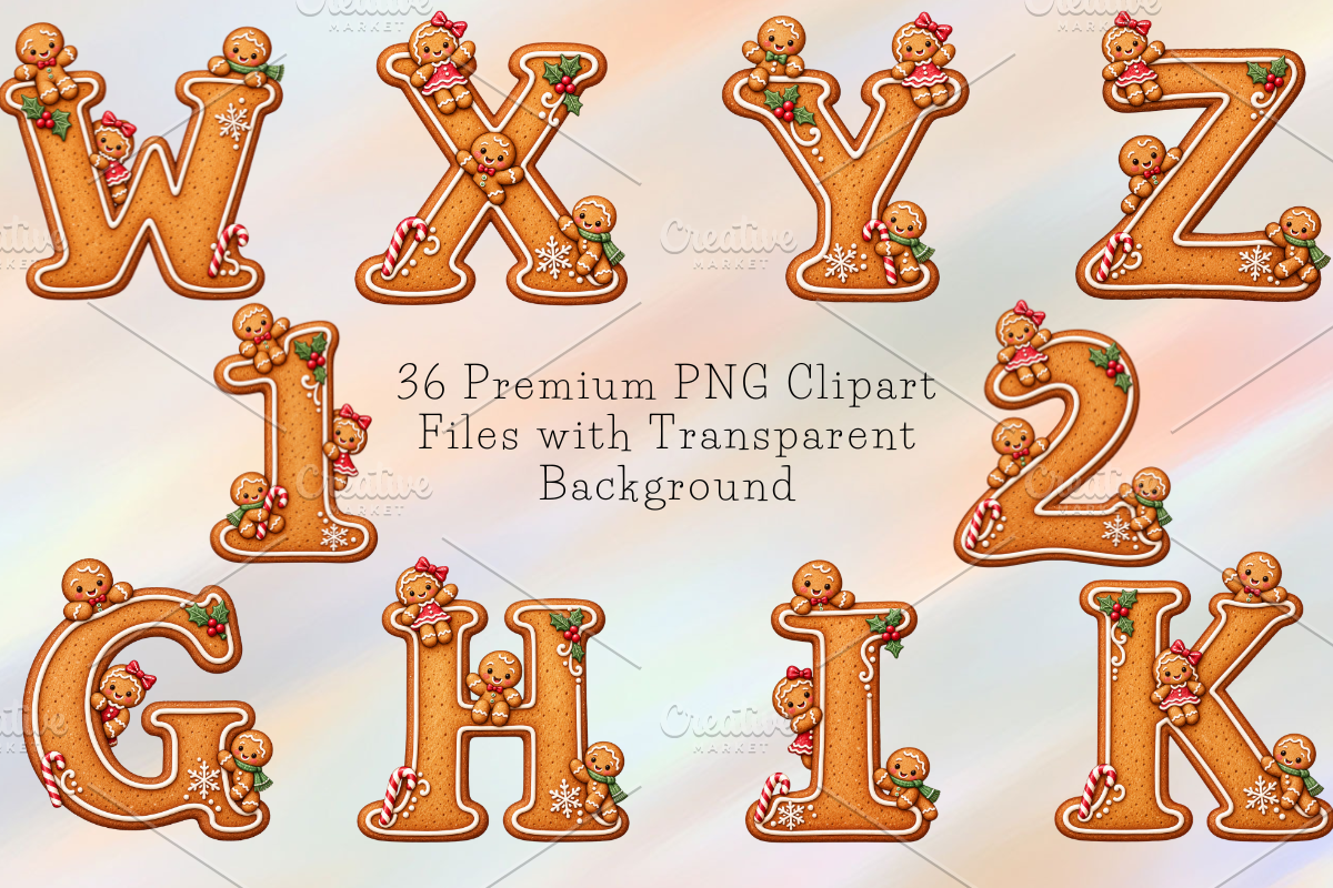 Christmas Gingerbread Alphabet PNG, a Seasonal Illustration by Ink Gallery (Photo 5 of 5)