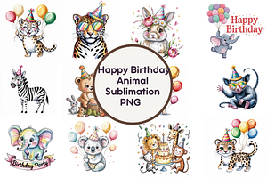 happy birthday animal sublimation