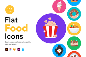 Flat Food Icons, a Duotone Icon by Brickclay