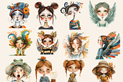 WHIMSICAL QUIRKY LITTLE GIRL CLIPART, a Person Illustration by Daring Digies (Thumbnail 5 of 10)