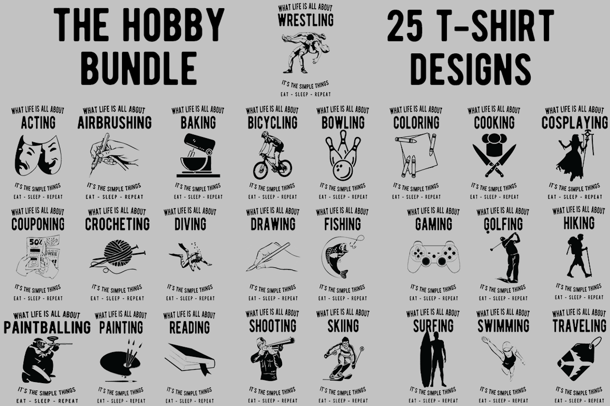 The Hobby T-Shirt Bundle, an Illustration by CJR Designs