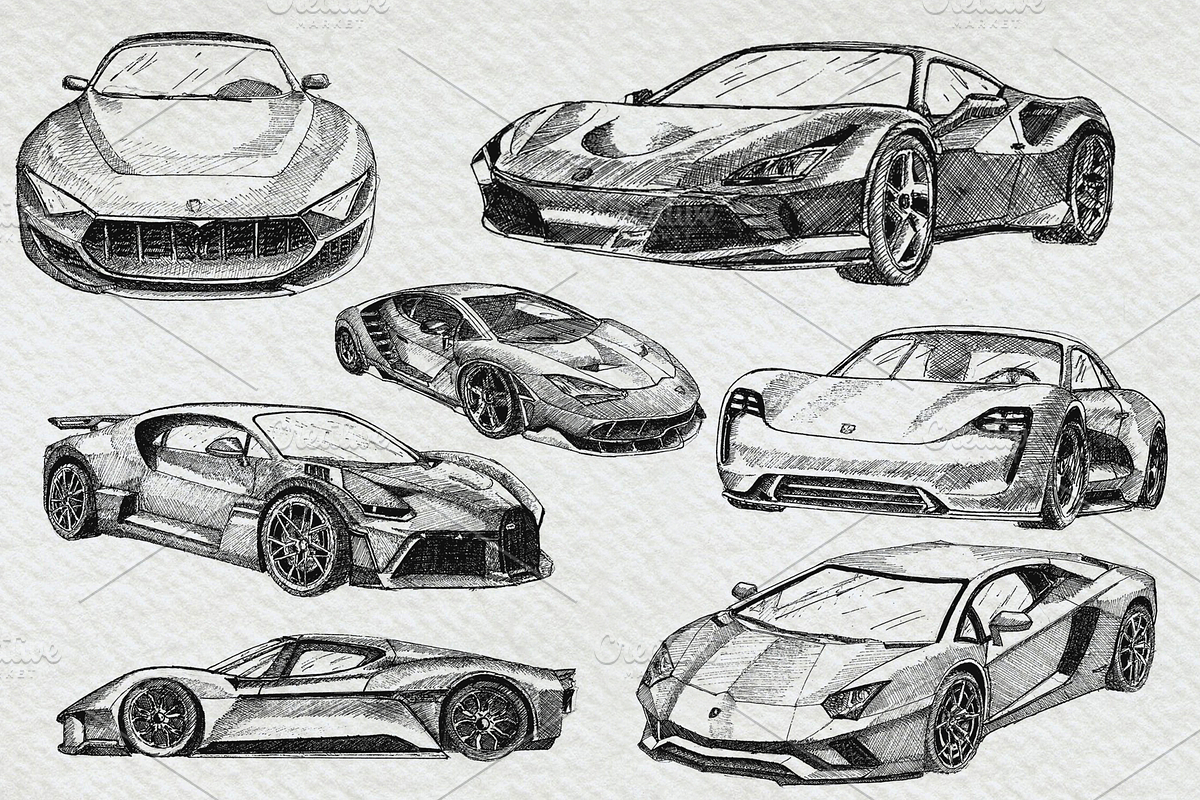 Supercars Sports Car Clipart Pack, a Sport Illustration by Doggy Days (Photo 1 of 8)