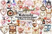 Vintage Valentine Clipart, an Illustration by Design Market (Thumbnail 1 of 5)