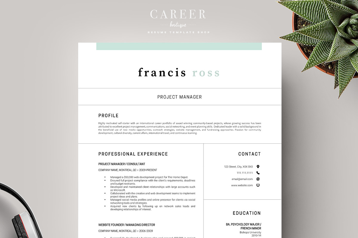 Modern Resume & CoverLetter Template, a Resume Template by careerboutique (Photo 1 of 6)
