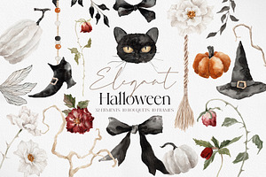 Watercolor Clipart-ELEGANT HALLOWEEN, a Decorative Illustration by Beigetime