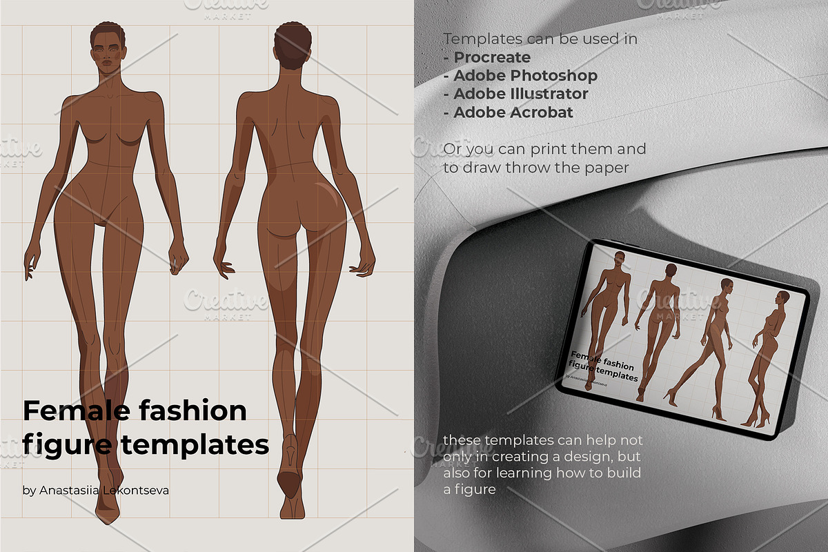 Female fashion figure templates, a Person Illustration by Asta Sia Le (Photo 3 of 7)