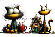 Whimsical Christmas Cat Clipart, an Illustration by Craft Nest (Thumbnail 4 of 8)