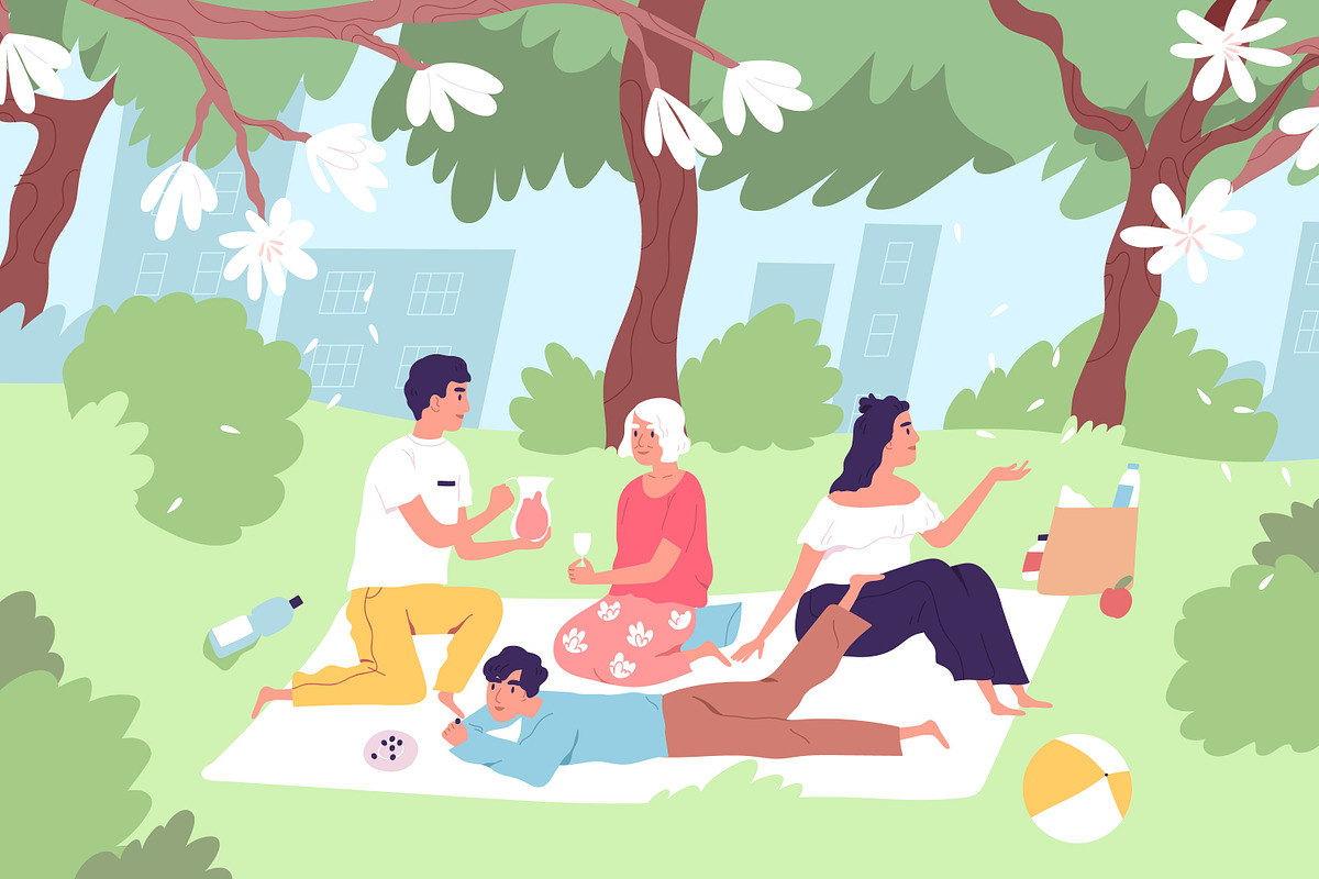 Family picnic in the city park, a Seasonal Illustration by Good Studio (Photo 1 of 3)