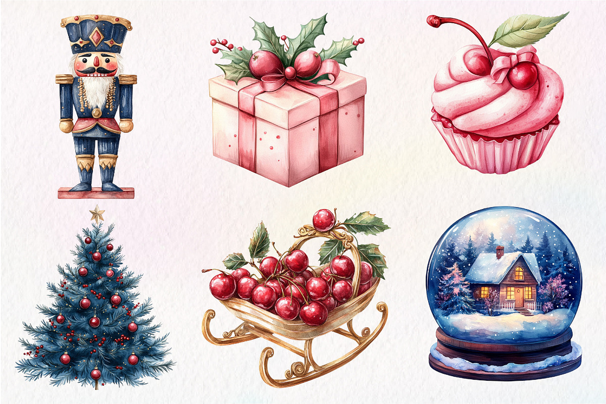 Midnight Cherry Christmas Clipart, an Illustration by Dream Creation (Photo 6 of 7)
