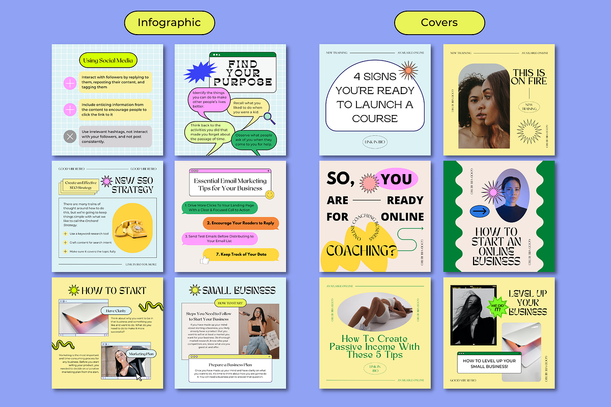 Retro Canva Instagram Booster Pack, a Social Media Template by Guavamelo Studio (Photo 7 of 15)