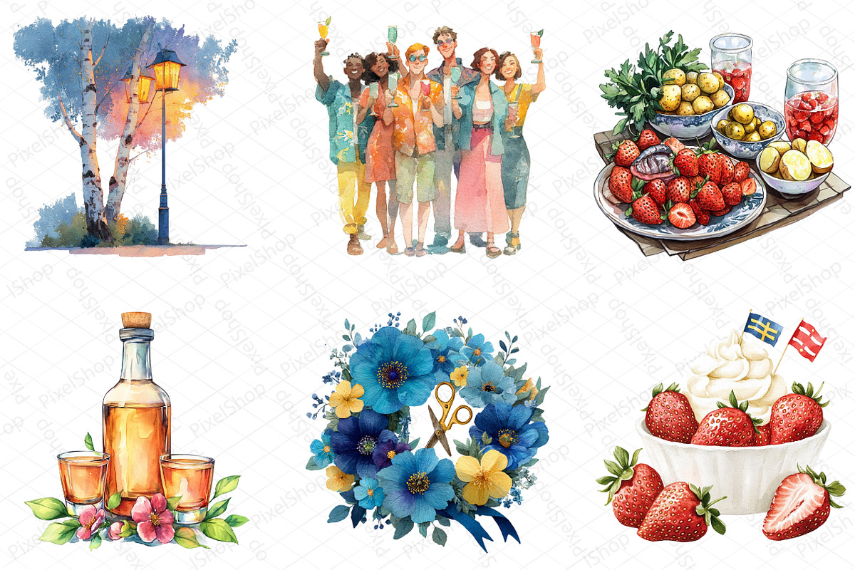 Swedish Midsummer Party Clipart, an Illustration by DreamPrint404 (Photo 4 of 4)