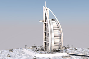 Low Poly Burj Al Arab Hotel Tower