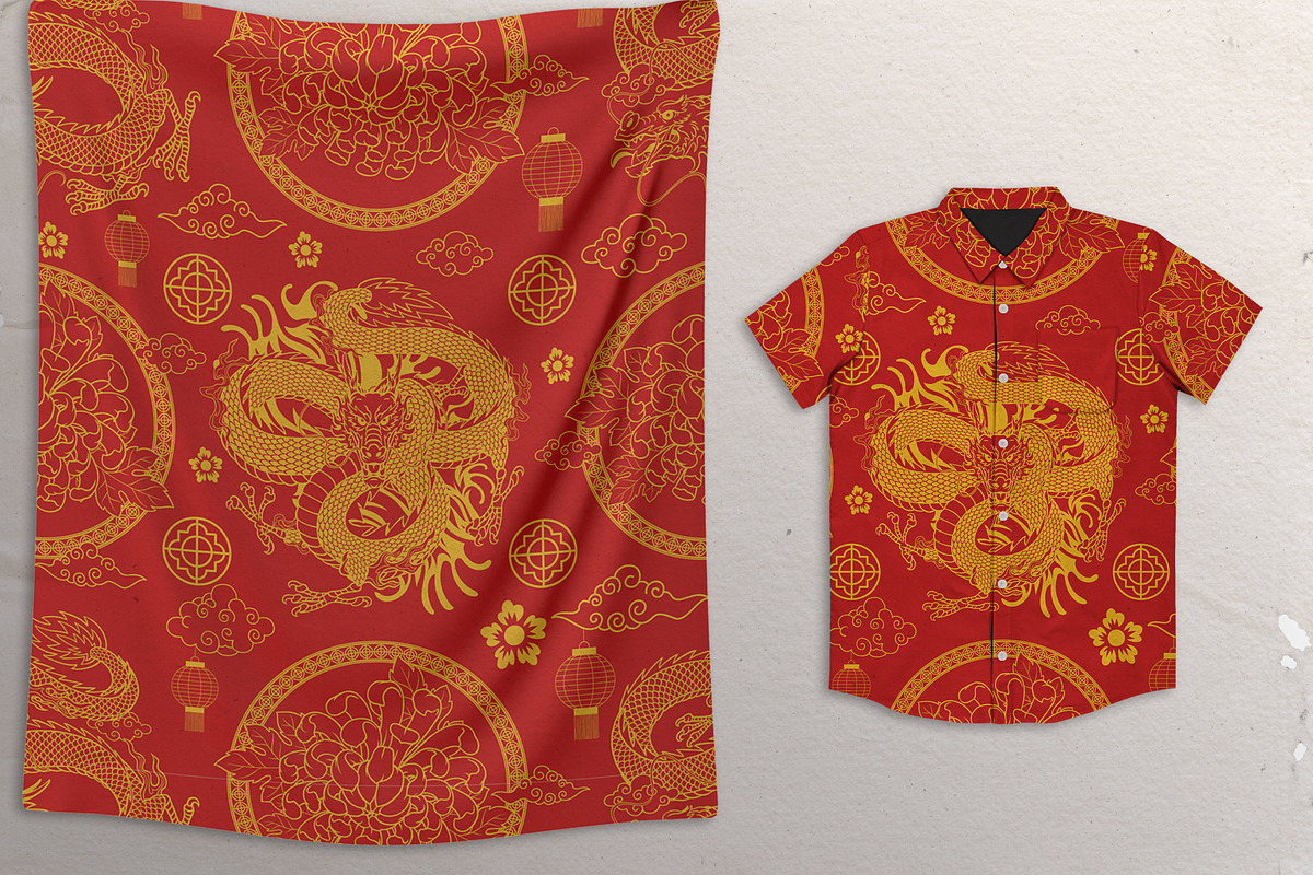 Red Chinese Dragon Pattern, a Pattern Graphic by bazzier_graphik (Photo 4 of 5)