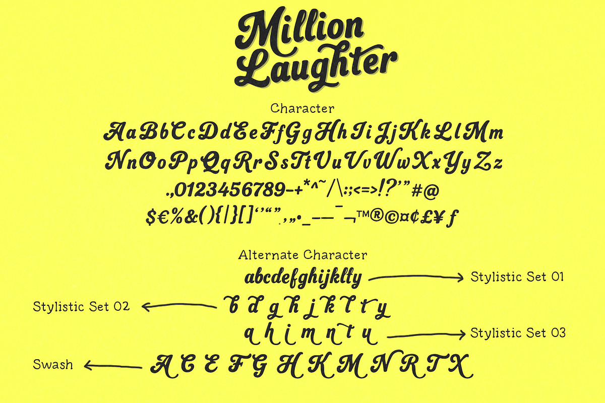 Million Laughter – Bold Display Font, a Script Font by deadlock studio (Photo 9 of 10)