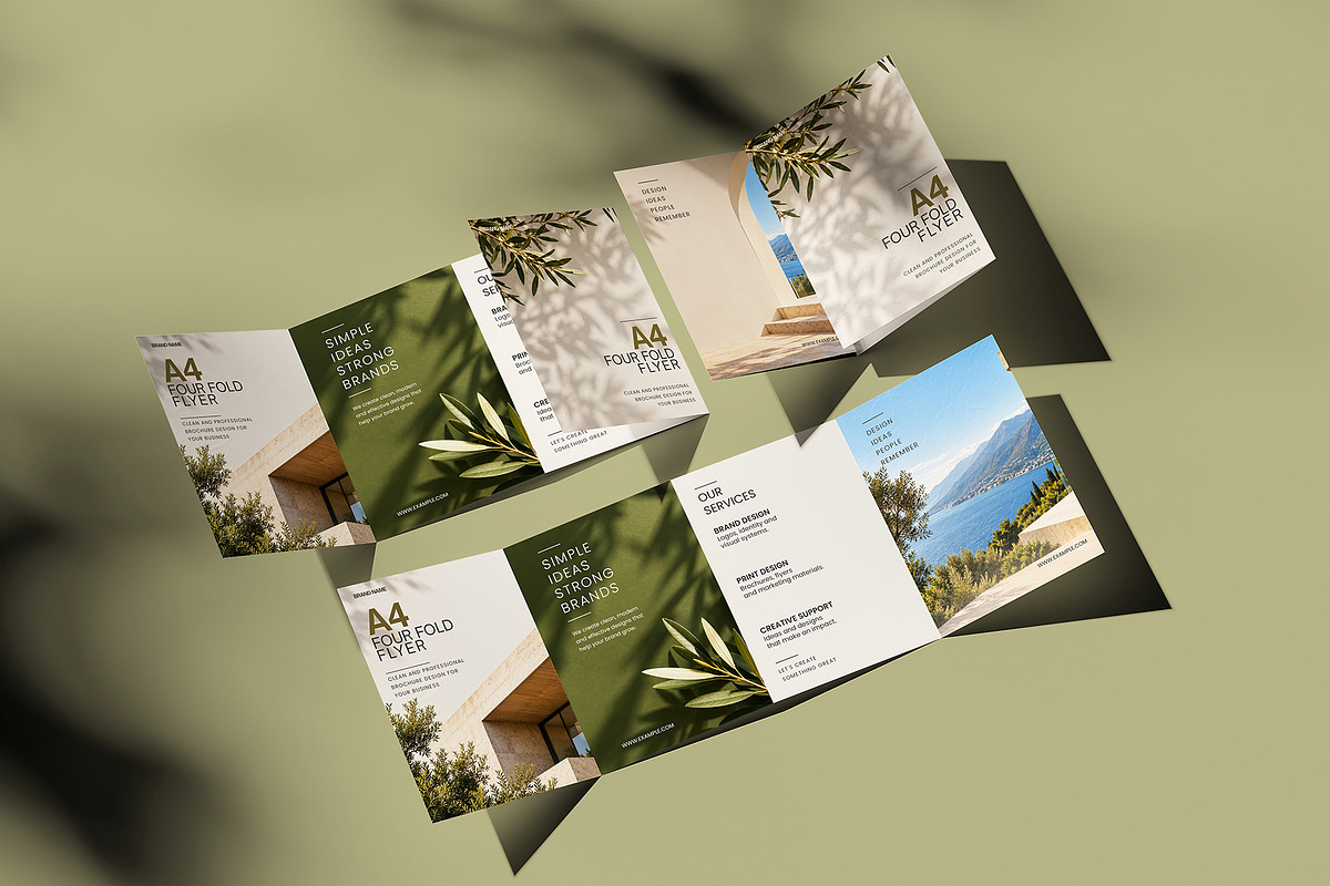 A4 Four Fold Flyer Mockup Bundle, a Books & Magazine Mockup by MockupShelf (Photo 1 of 12)