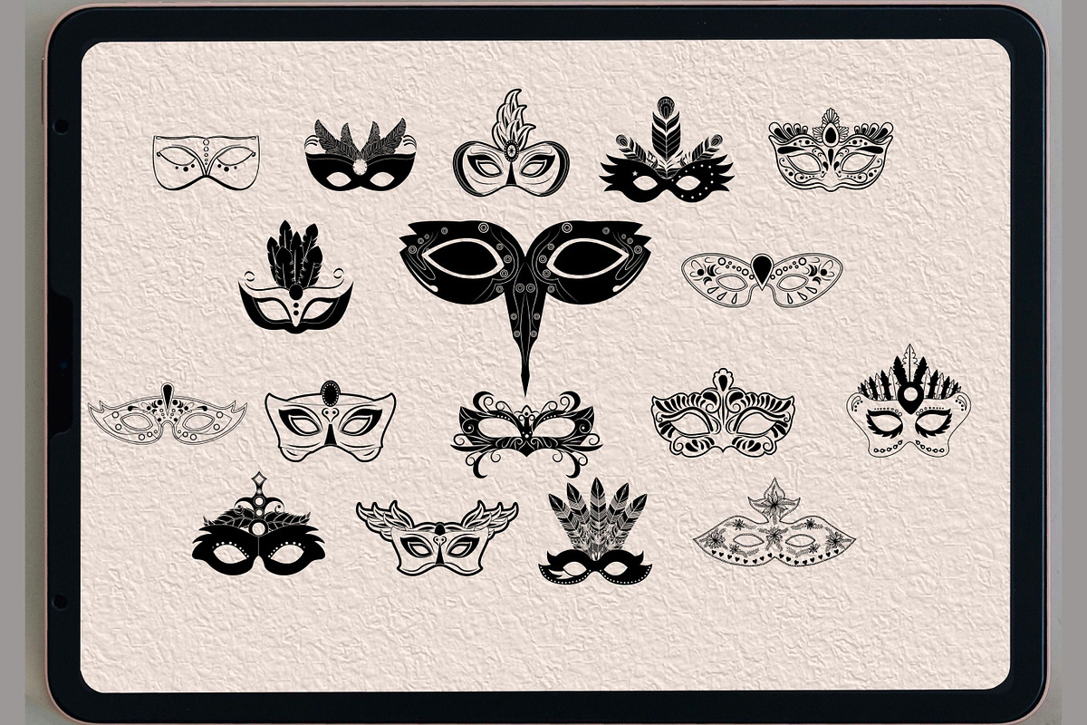 Procreate stamps, Masquerade mask, a Brush Add-On by TaKong Magics (Photo 4 of 4)