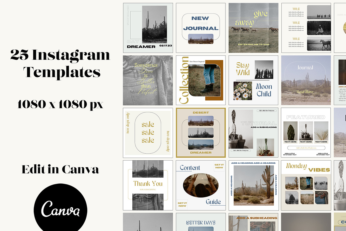 25 Canva Templates for Instagram, a Social Media Template by Wild Wander Collective (Photo 4 of 7)