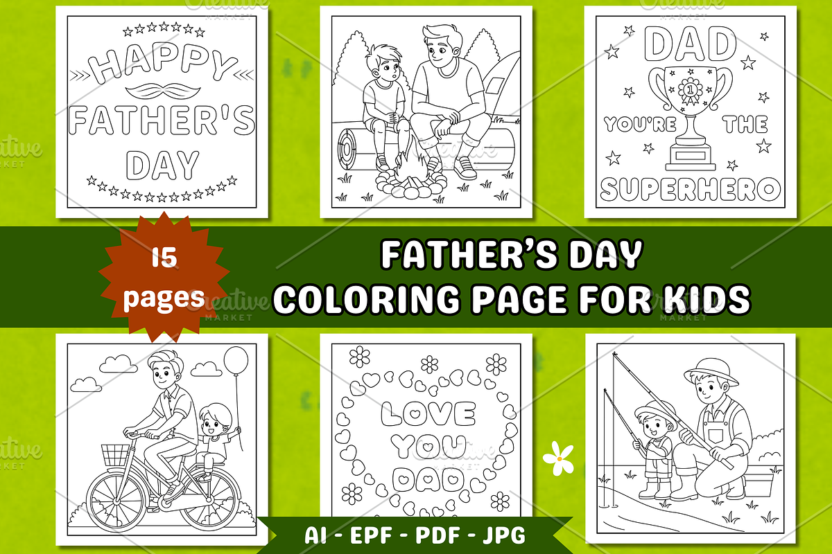Father's Day Coloring Page For Kids, a Person Illustration by Salaly (Photo 1 of 4)