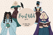 Witch Girl Clipart | Halloween Girl, a Person Illustration by GlamArtZhanna (Thumbnail 1 of 4)