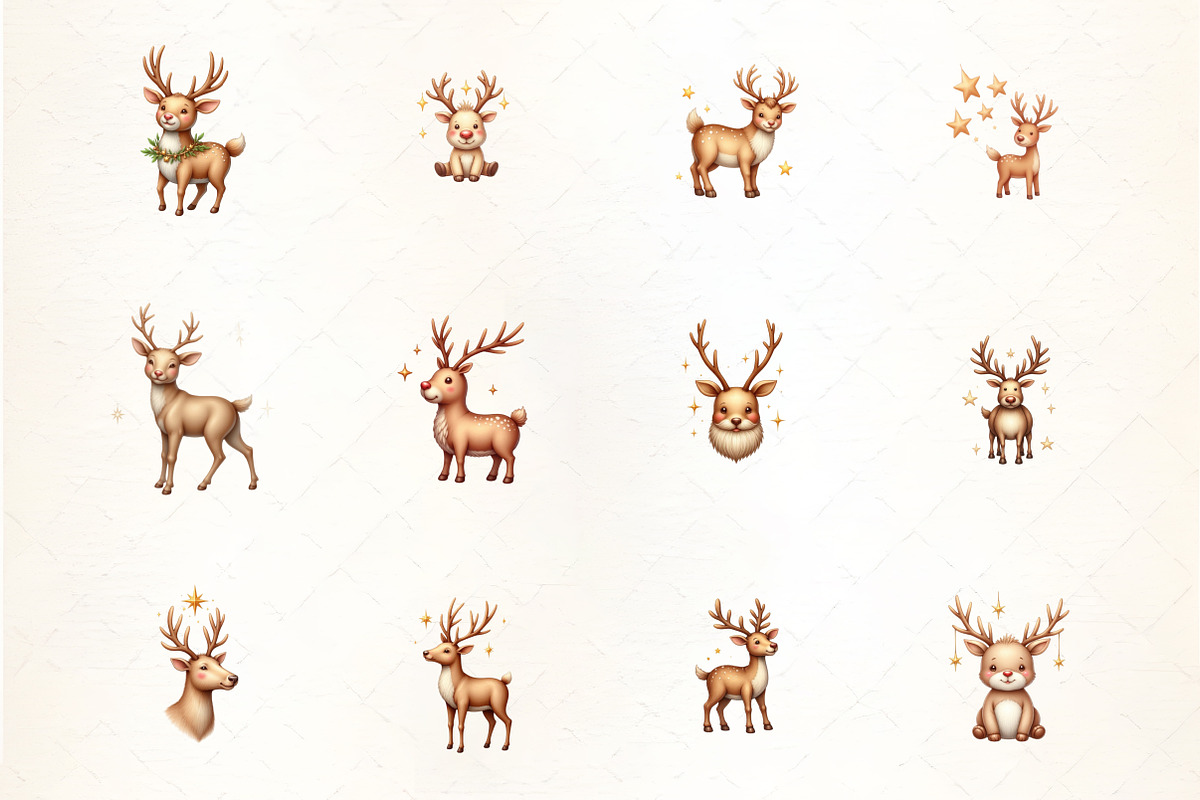 Holiday Reindeer with Stars Clipart, an Illustration by CrexoraLab (Photo 2 of 5)