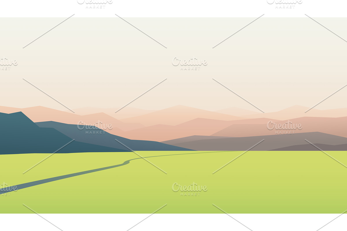a misty mountains and green valley, an Illustration by IfH