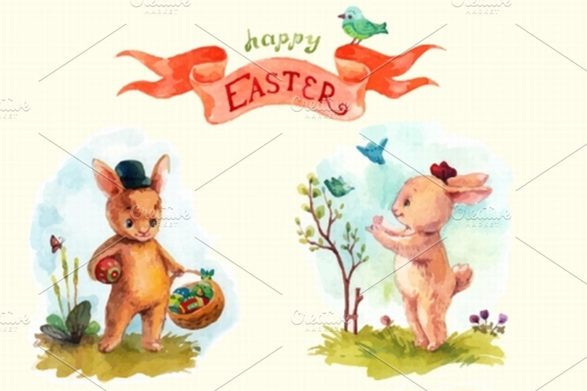 Easter watercolor collection, a Decorative Illustration by JaneLane (Photo 2 of 3)