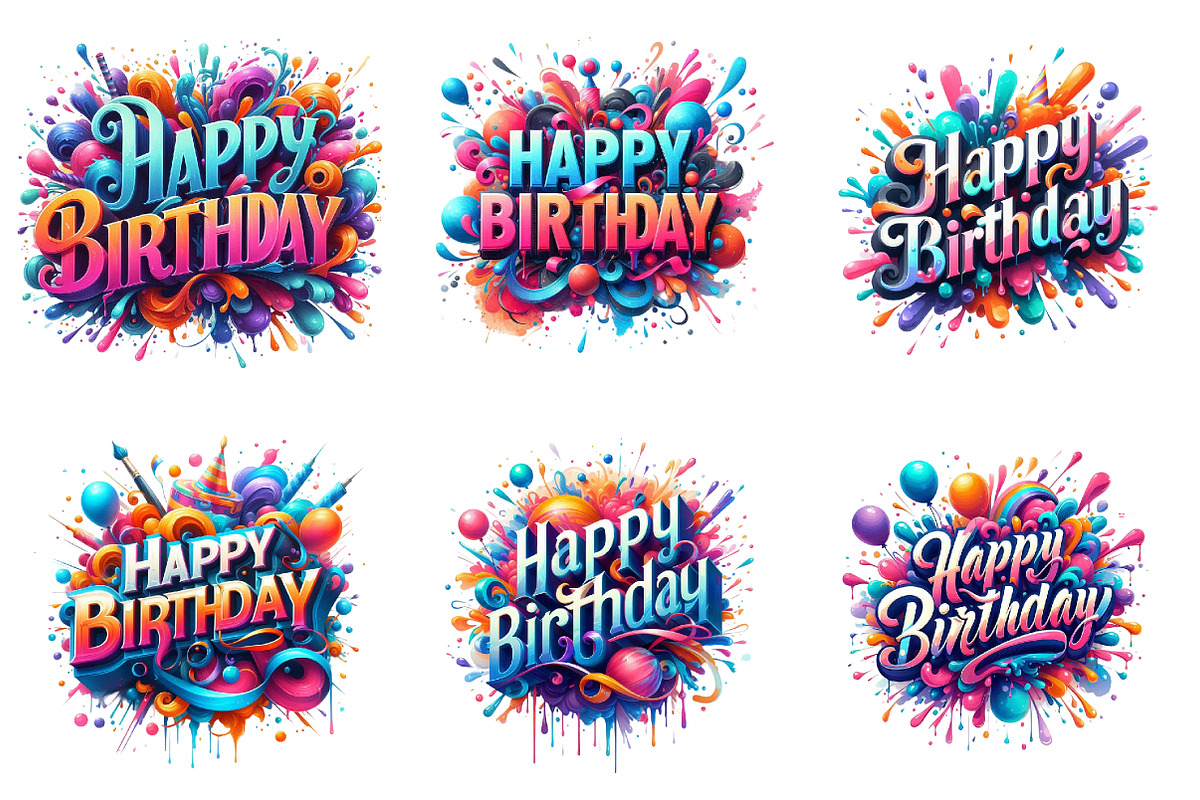 Happy Birthday Png Bundle, a Seasonal Illustration by DreamArtGraphic (Photo 2 of 4)