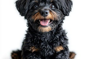 Happy black puppy dog smiling white, an Animal Photo by Pixeness Studio