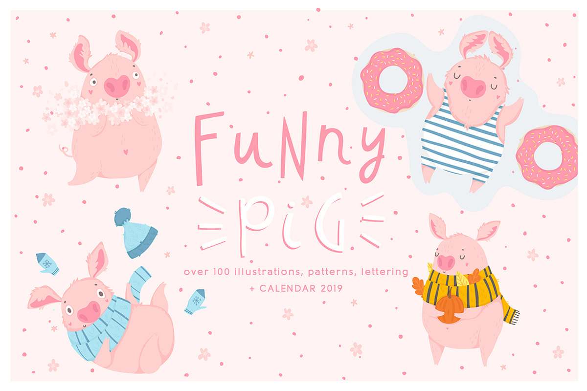 Funny pig - calendar 2019, a Seasonal Illustration by Artnis (Photo 1 of 12)
