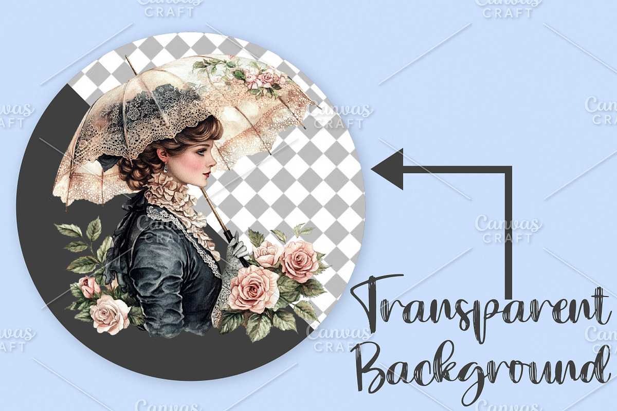 Watercolor Spring Vintage Woman PNG, an Illustration by Canvas Craft (Photo 2 of 7)