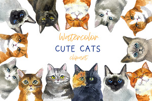 Watercolor Clipart. Cat Clipart png