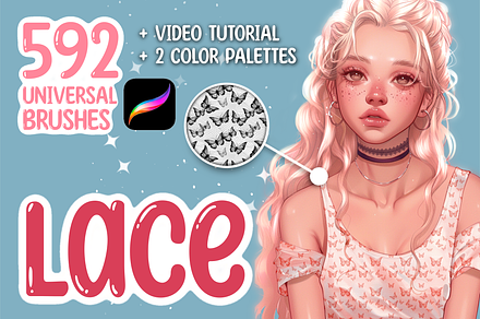Procreate Lace texture brushes, a Brush Add-On by AppleinaJuice