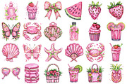 Pink Girly Summer Clipart, an Illustration by designcity5 (Thumbnail 2 of 5)