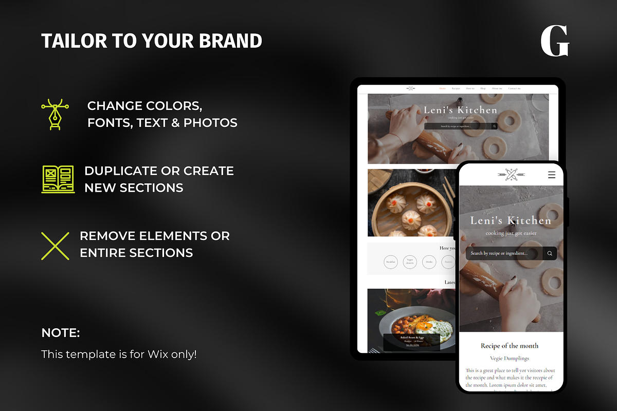 Food Blogger Wix Website Template, a Wix Template by Meraki Templates (Photo 4 of 8)