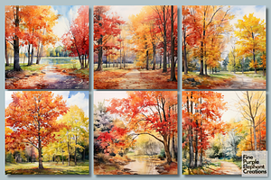 Watercolor Maple Trees Fall