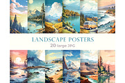 Landscape posters in retro style, an Object Illustration by Bubert Art (Thumbnail 1 of 9)