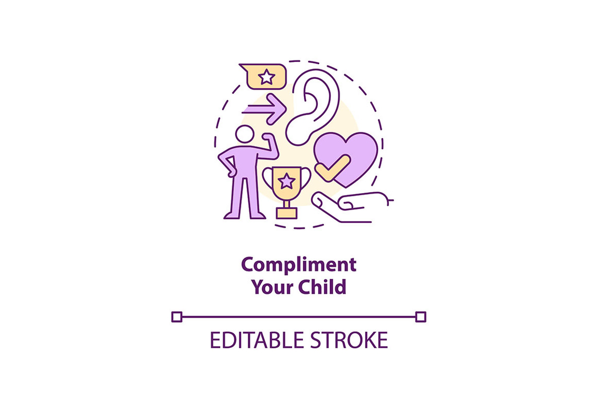 Compliment your child concept icon, an Outline Icon by IMG Visuals