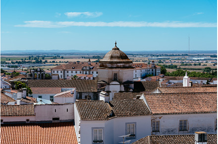 Cityscape of Evora with typical