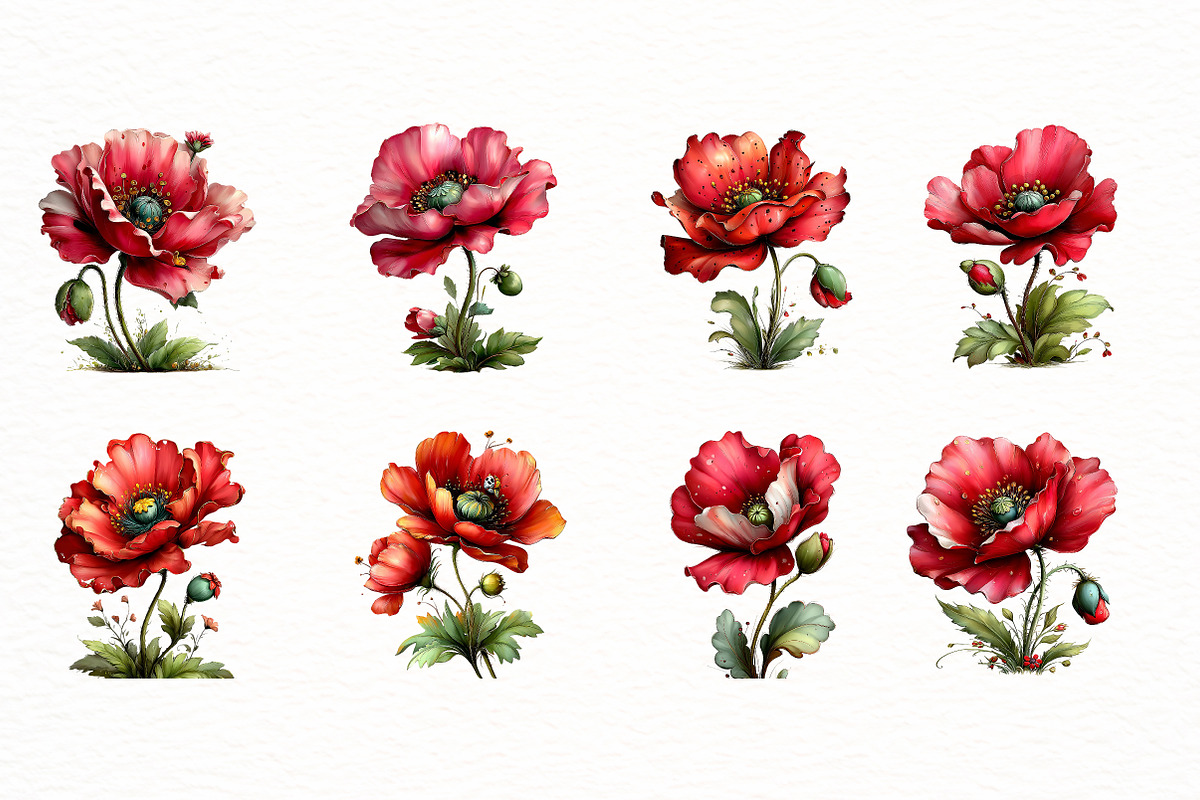 Whimsical spring poppy flower Clipar, an Illustration by Designworld (Photo 8 of 8)