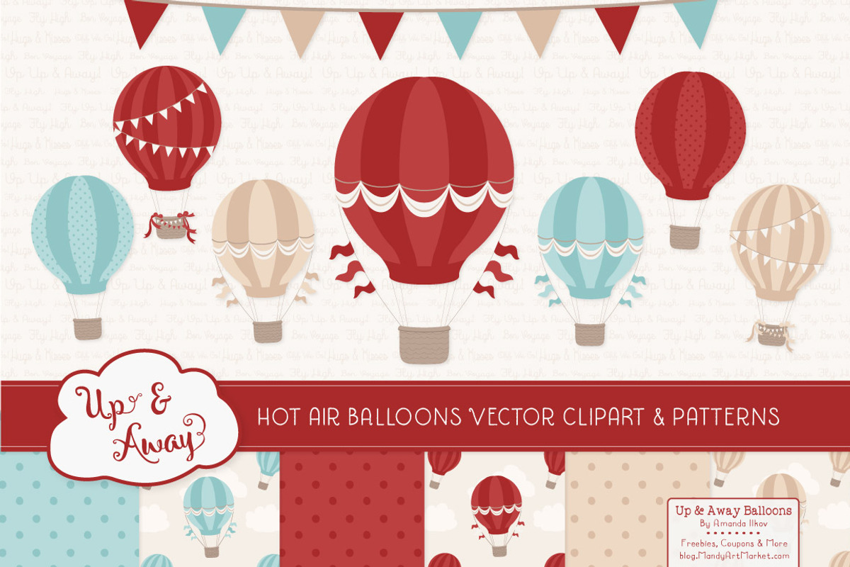 Red & Robin Egg Hot Air Balloons, an Illustration by Amanda Ilkov (Photo 1 of 5)