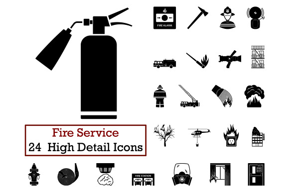 Set Of 24 Fire Service Icon
