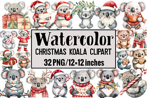 Christmas Koala Clipart, an Illustration by Design Market