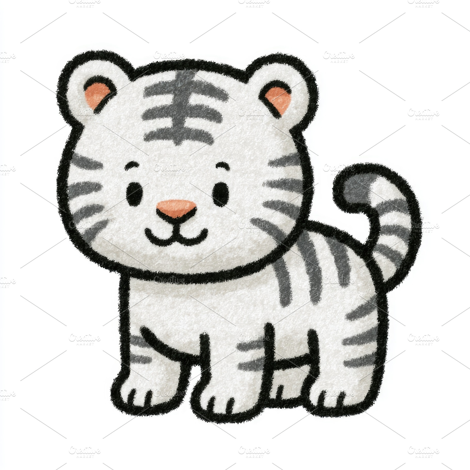 Cute white tiger doodle illustration, an Animal Photo by José Manuel Gelpi